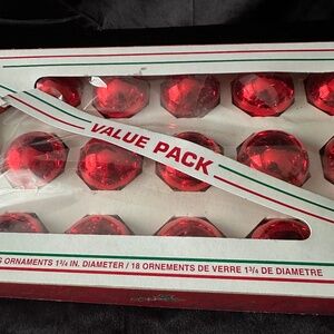 Vintage Holly small red glass ball ornaments 18 count.